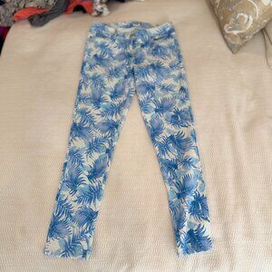 J. McLaughlin Blue Tropical Print Skinny Pants Size 10